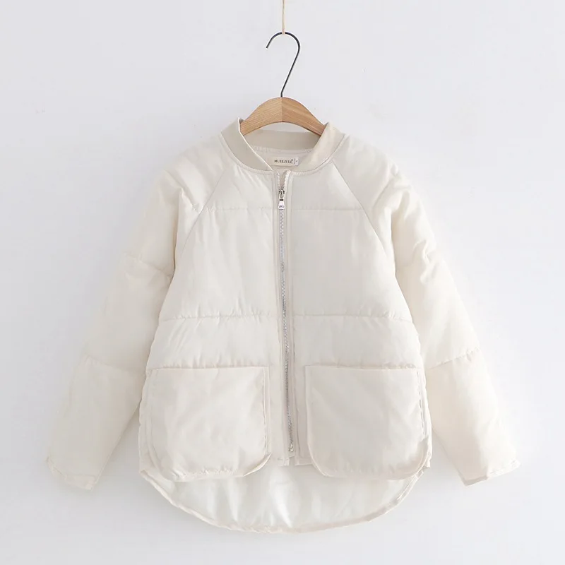 

2019 Winter New Style Japanese-style Versitile Fashion Loose Pocket Stand Collar Baseball Uniform Cotton-padded Clothes Students