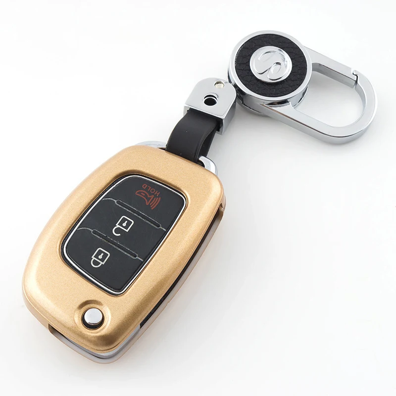Чехол для ключей автомобиля с 3 кнопками для hyundai i10 i20 i30 IX25 IX35 IX45 Elantra Accent Mistra hyundai Solaris ix35 ix45 Verna Santa - Название цвета: C-yellow