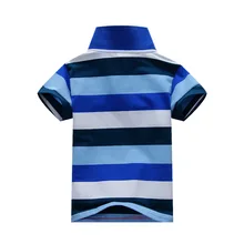 Алиэкспресс Лидер продаж; детская одежда для мальчиков; отложной воротник; короткий рукав; полосатая хлопковая Футболка; Новинка года; сезон лето