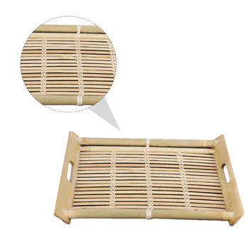 

1Pc Bamboo Tray Hollow-Out Plate Fruit Storage Tray Vegetable Holding Plate