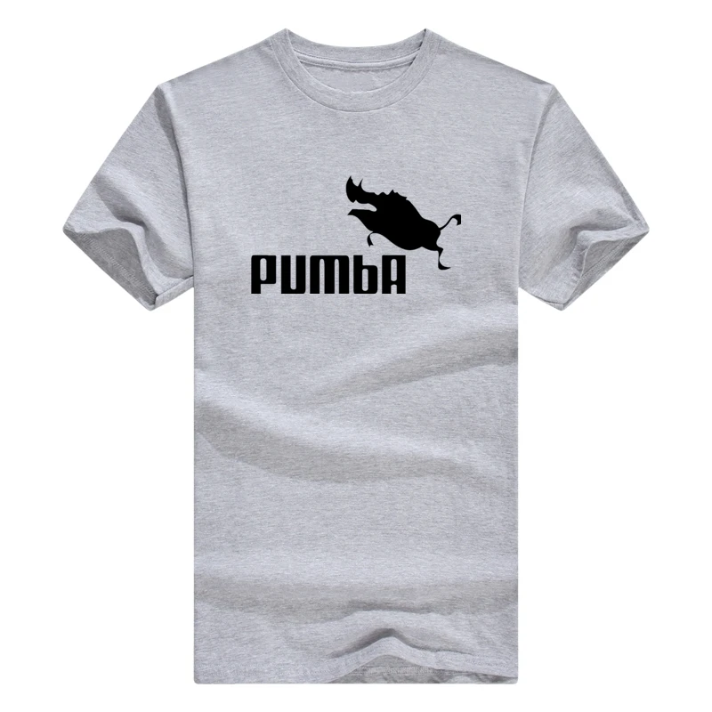 Модная мужская футболка из хлопка, летняя футболка для мальчиков, футболка для катания на коньках, топы, workou, футболка с коротким рукавом и буквенным принтом pumba - Цвет: D-gray