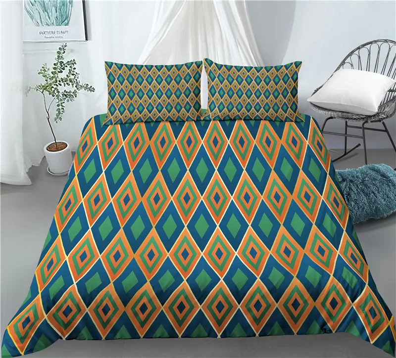 Home Living Luxury 3D Geometry Print 2/3Pcs Comfortable Duvet Cover PillowCase Bedding Sets Queen and King EU/US/AU Size