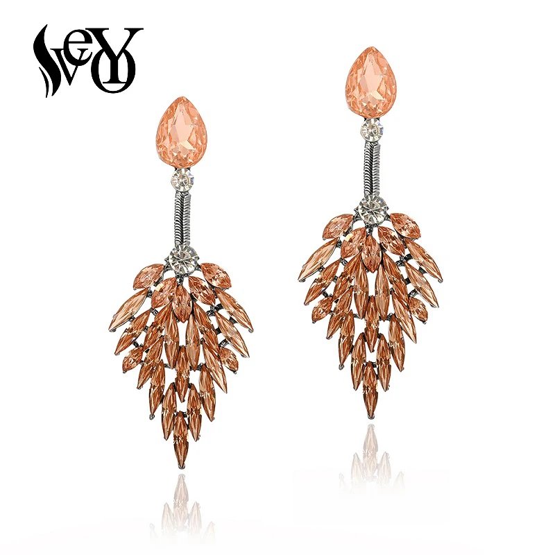 VEYO Роскошные висячие серьги из сплава цинка с кристаллами Длинные вечерние