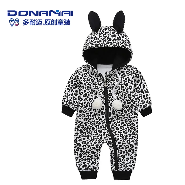 Black Bunny Одежда для мальчиков от 6 до 24 месяцев зимняя хлопковая плотная одежда для маленьких девочек джинсы с длинными рукавами верхняя одежда - Цвет: Black Bunny