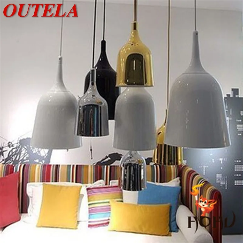 

OUTELA Contemporary Pendant Light Creative Bell Shade LED Lamps Fixtures For Home Decorative Dining Room