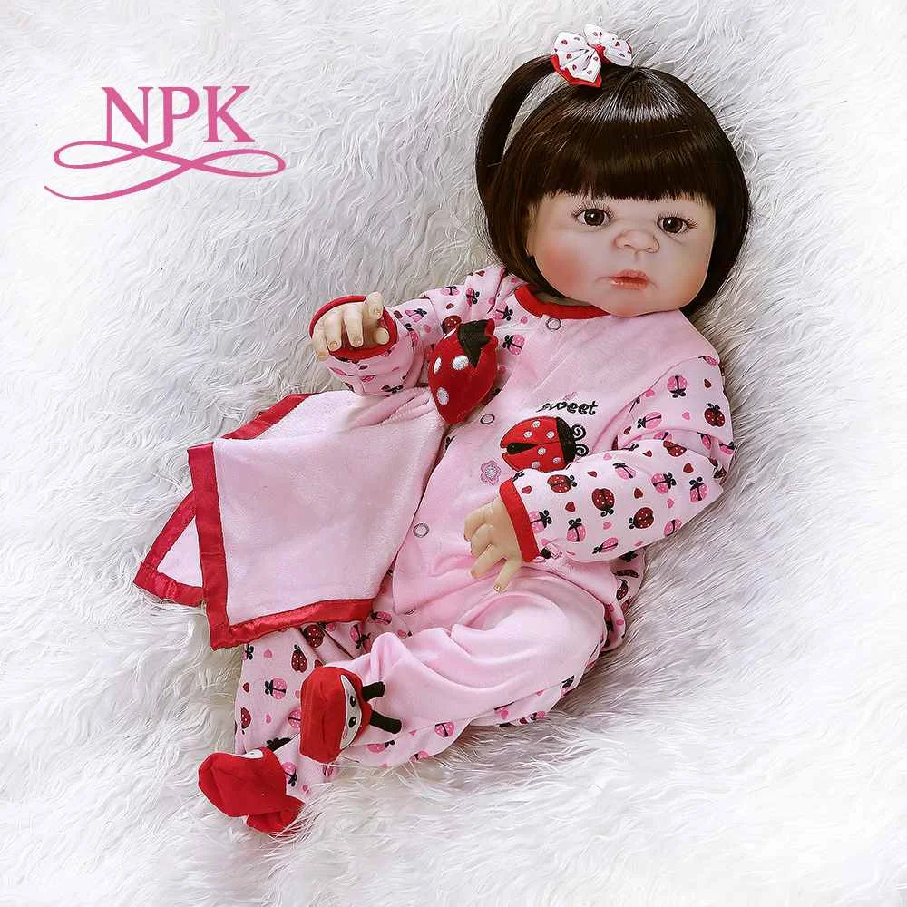 

NPK 56CM 0-3M real baby size reborn baby girl toddlerfull body silicone doll reborn Bath toy waterproof
