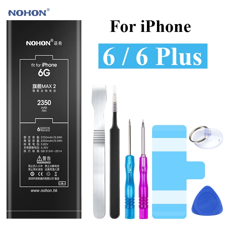 Nohon аккумулятор для Apple iPhone 6 Plus 6 6 P 6 Plus 1810-3480 мАч встроенный телефон литий-полимерные аккумуляторы для iPhone 6 Plus 6 6 P батарея