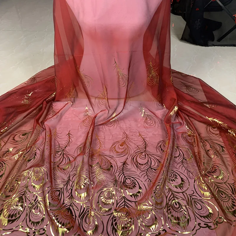 Сценическое платье для танцев шифоновое платье с перьями павлина бронзовое платье для косплея Струящееся шитье Свадебный костюм DIY 1 м