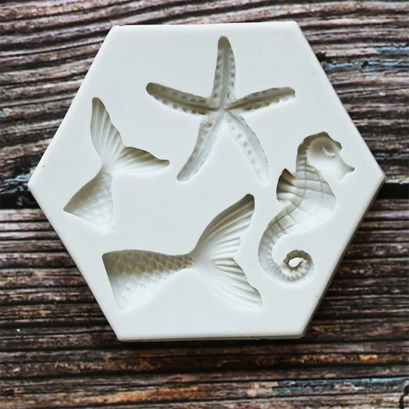 Fishtail Seahorse Silicone Mold Clay Plaster DIY Cake Baking Decoration Biscuit Chocolate Mold Sea Life Starfish Silicone silicone mold