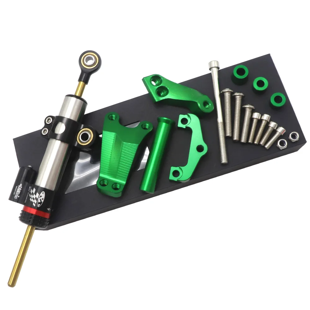 Green Set CNC Алюминиевые Регулируемые мотоциклы руля стабилизации демпфер кронштейн комплект для Kawasaki ER6N ER-6N 2013 - Цвет: Green Set