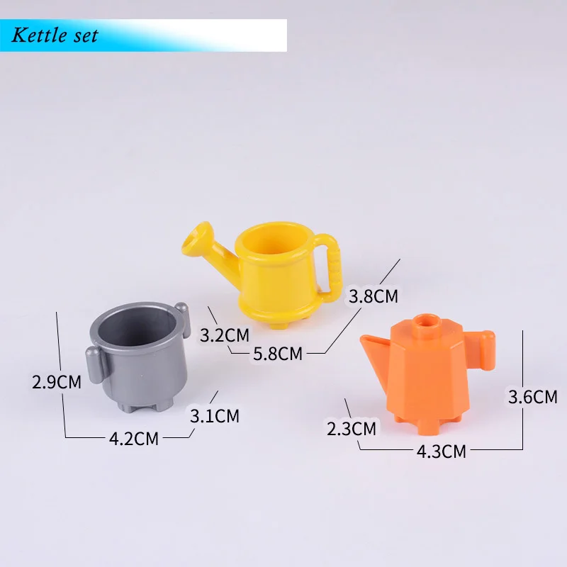 Kettle set Большой размер блоки аксессуары игрушки Совместимые Duploed кирпич DIY Строительные кирпичи колесо обозрения Seesaw части для детей подарок для детей - Цвет: Kettle set