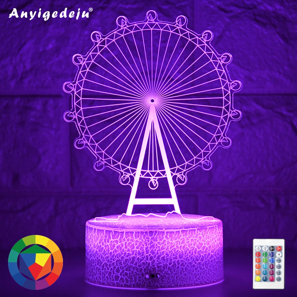 

Newest Kid Light Night 3D LED Night Light Creative Table Bedside Lamp Romantic Ferris wheel light Kids Gril Home Decoration Gift
