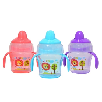 

3Color 120ml Baby Bottle Kids Cup Silicone Sippy Children Training Cups Cute Baby Drinking Water Straw Handle Feeding Bottle