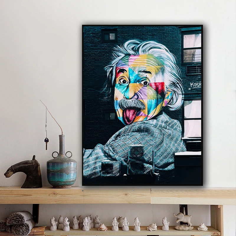 Modern Art Street Graffiti Wall Art Canvas Einstein Posters And Prints Spray Painting Art Pictures For Living Room Decoration