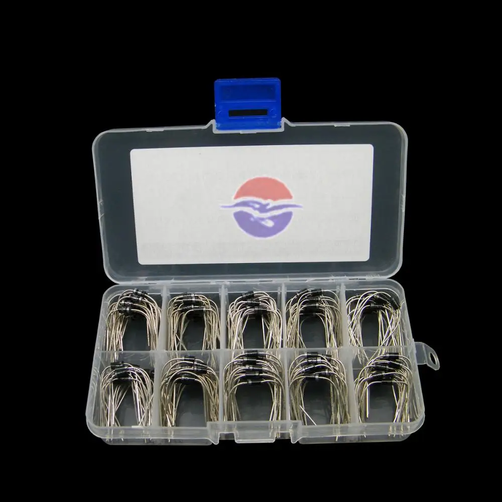 10Values x20 200pcs Rectifier Diode Schottky Assortment Electronic kit 1N4001~1N4007 1N5817 1N5818 1N5819 With storage Box