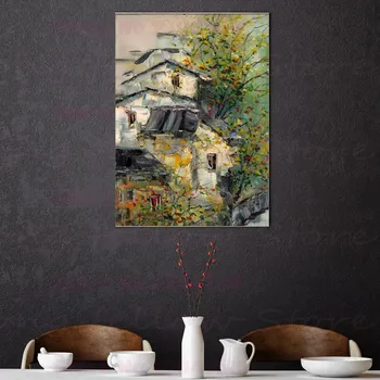 

Vintage Home Decorations Chinese Style Painting Canvas Print Rural Landscape Picture for Bedroom Hallway Decor Dropshipping