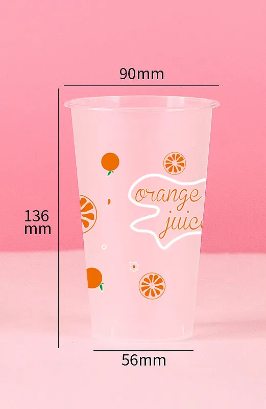 cup5 50 шт. 90 калибра одноразовые, для молока чашки чая Матовые прозрачные чашки 500 мл сок упаковка чашки толстый пластиковый стаканчик с крышкой для кубиков льда - Цвет: cup5