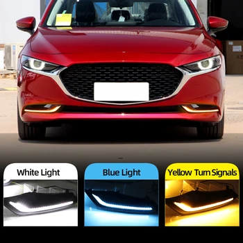 

Car Flashing 2Pcs DRL for Mazda 3 Axela 2019 2020 LED car Driving daytime running light fog lamp with flow yellow turn Signal