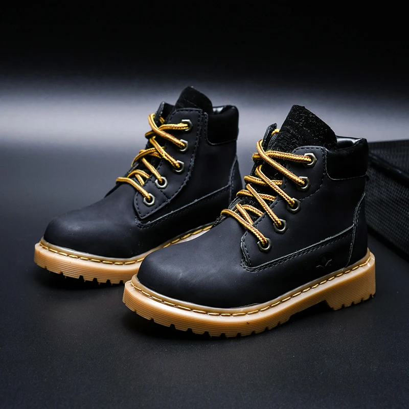

Martin Boots Kids Classic Ankle Boots Waterproof Children Leather Warm Thicken Boots Winter Antislip Boys Outdoor Casual Shoes