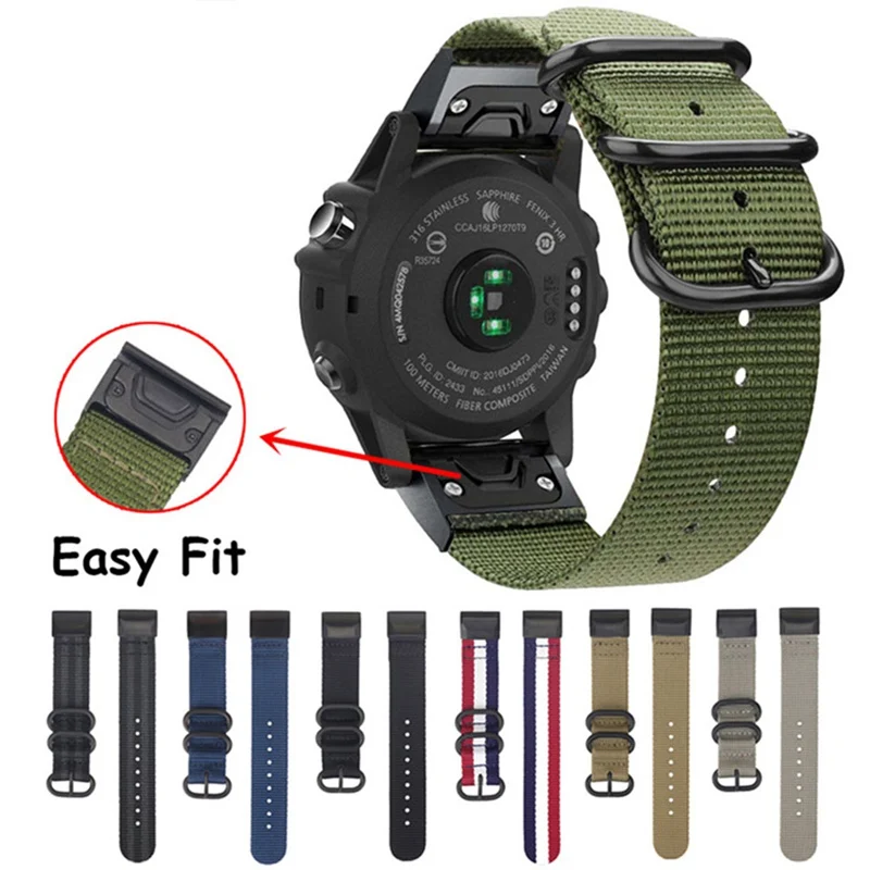 Quick Fit 26 мм/22 мм для NATO нейлон ремешок для часов для Garmin Fenix 5/5 Plus/Fenix 5X/Fenix 3/D2 Delta PX