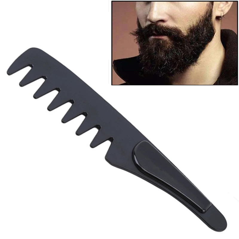 Portable Stainless Steel Cleaning Brush Men Beard Brush Anti Static Barber Hairdressing Comb Hair Styling Shaving Tools 1pc