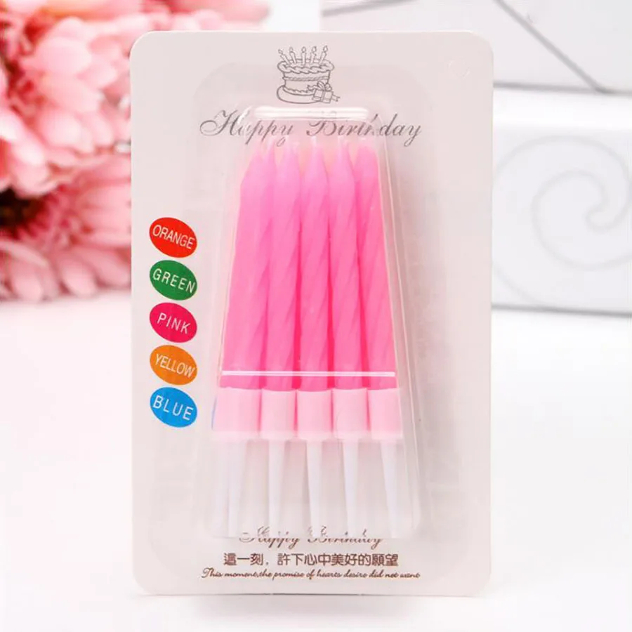 10 шт./лот Coloful свечи рождения День рождения свечи торт украшения Baby Shower мальчик девочка первые День рождения для детей Dec - Цвет: Pink
