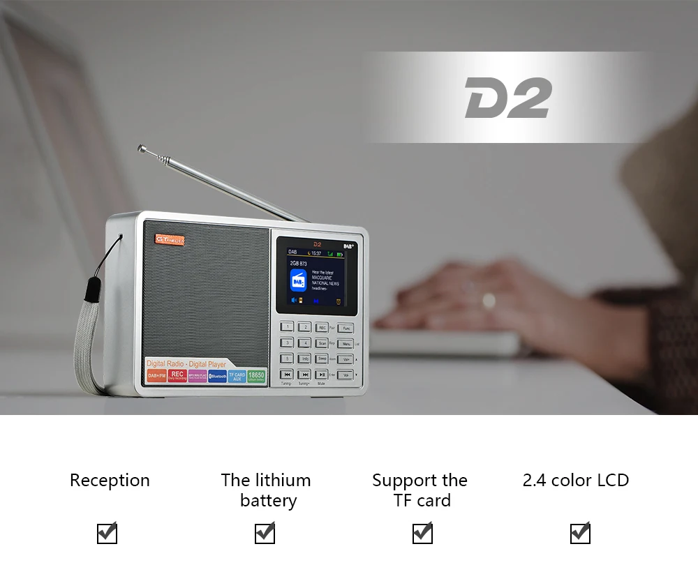 GTMEDIA D2 портативный радио FM DAB стерео/RDS Многополосный Радио динамик с ЖК-дисплеем будильник Поддержка Micro SD TF карта