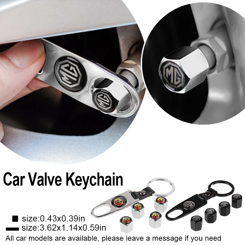 4pcs Car Tire Valve Caps With Wheel Wrench Keychain Accessories For VW Volkswagens b6 b5 liftback golf 4 gol fox voyage up nivus |