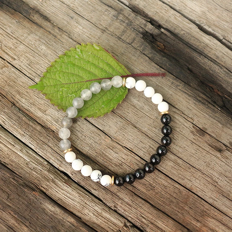 6 мм бусины из натурального камня, Howlite, черный оникс, целебные, Мини японские наборы, духовные ювелирные изделия, медитация, Вдохновляющие, 108 бусы мала