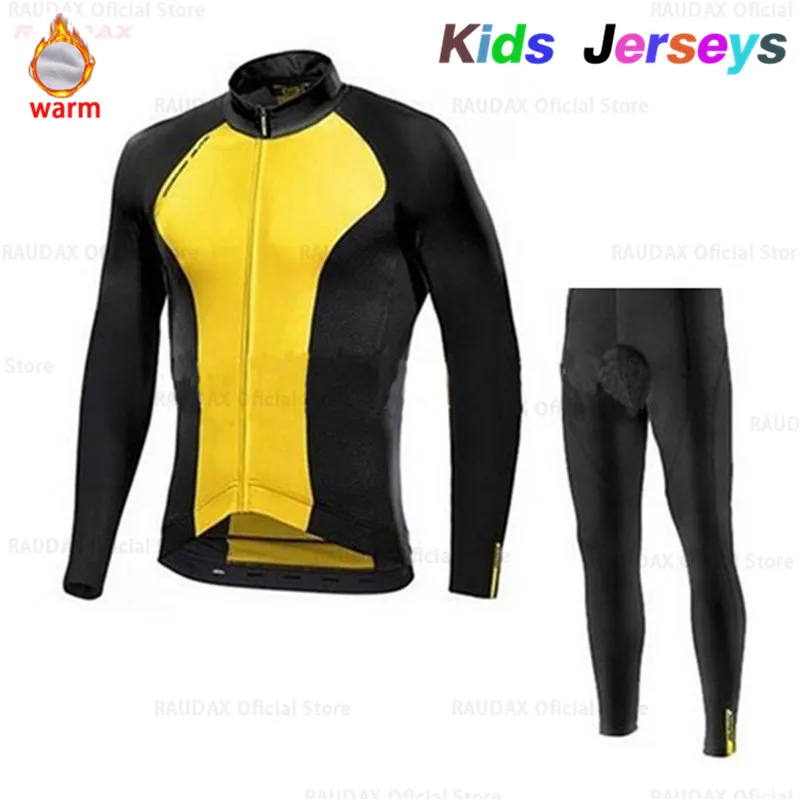 

2019 New Kids Winter Long Sleeve Cycling Jersey Set Boys MTB Bike Clothing Uniform Thermal Fleece Bicycle Maillot Ropa Ciclismo
