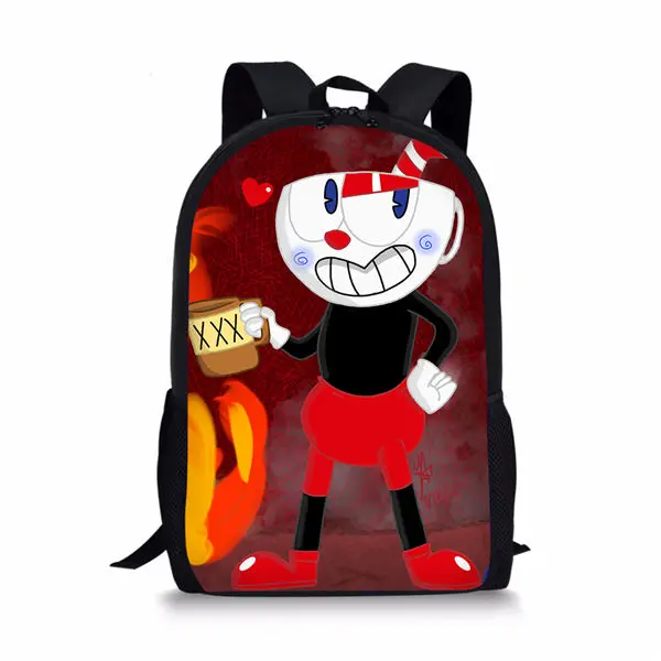 HaoYun цветные куклы игрушки Cuphead Mugman школьная сумка для детей подростков ранец рюкзак мультфильм аниме набор детских книжных сумок - Цвет: CDWX4385C