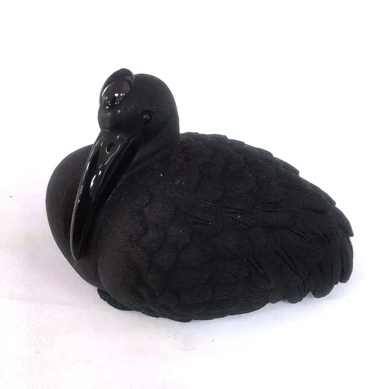 Grus japonensis скульптуры натуральный черный обсидиан резной камень фигурка животного для дома фэншуй офисный Декор натуральный камень подарок