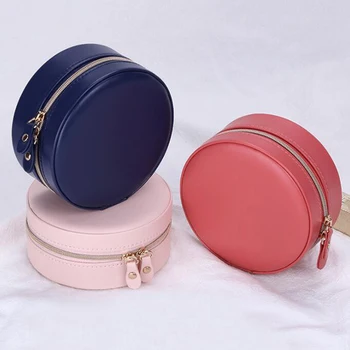 

Round Storage Bag New Fashion Zipper PU Leather Sweet Outdoor Sports Convenient And Practical Accessories