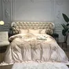 Luxury Super Soft Damask Sateen Egyptian Cotton Champagne Bedding Set 4Pieces Premium Chic Embroidery Duvet Cover Bed Sheet set 2
