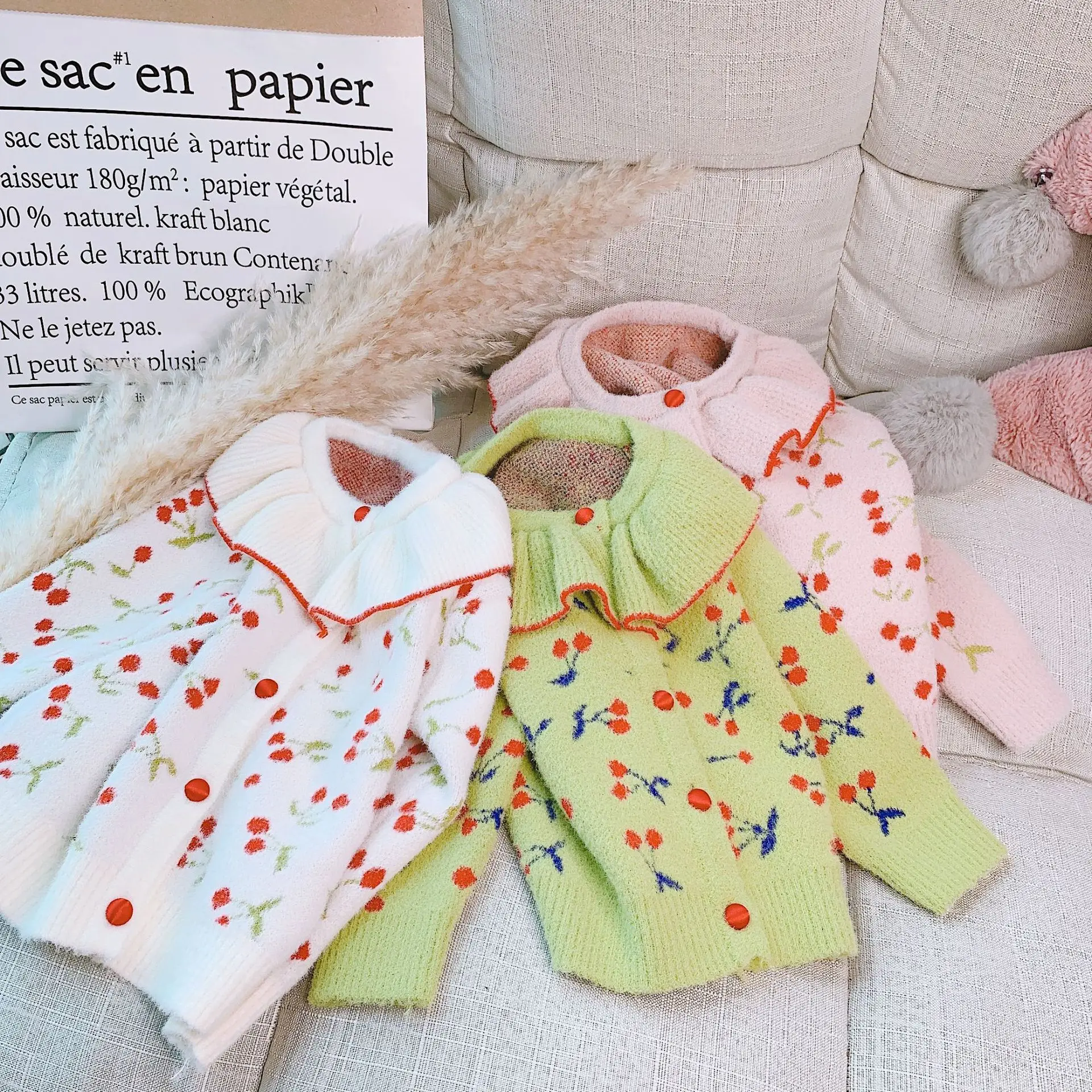 Sue Dill/ осенний Стильный вязаный свитер в Корейском стиле с рисунком вишни для маленьких девочек 0-3 лет