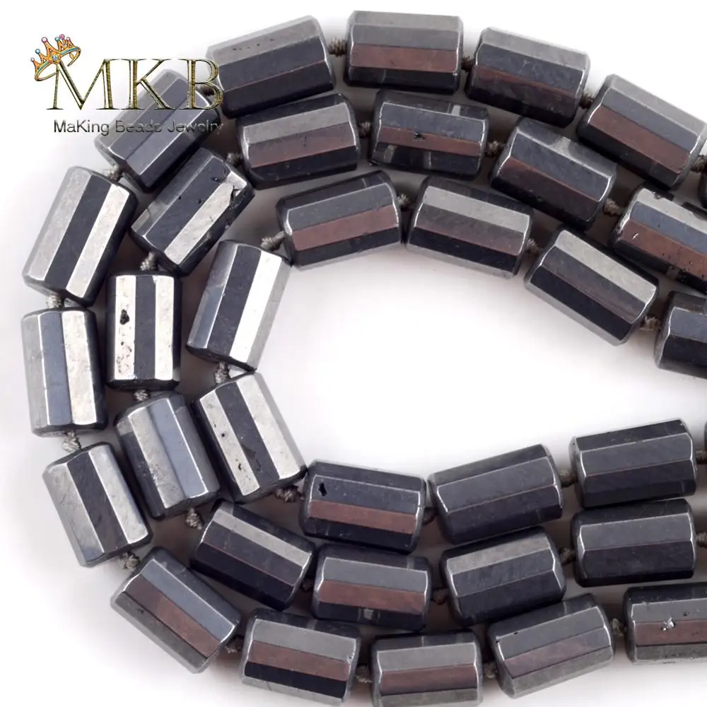 

Natural Titanium Magnet Faceted Stone Column Beads For Jewelry Making 5*10mm Spacer Loose Beads DIY Handmade Jewellery 15"