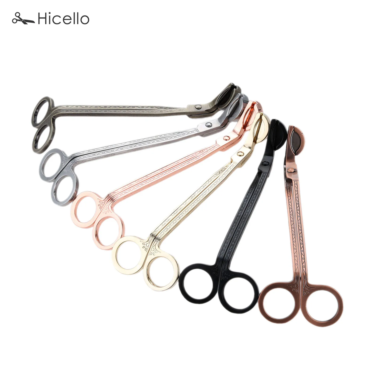 1pc Candle Wick Trimmer Stainless Steel Candle scissors trim Cutter Snuffers semicircular 18cm Black Rose Gold Silver Bronze