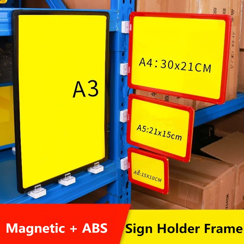 A6 Magnetic Warehouse Classification Label Sign Holder Stand Frame Supermarket Price Listing Poster Holder Frame