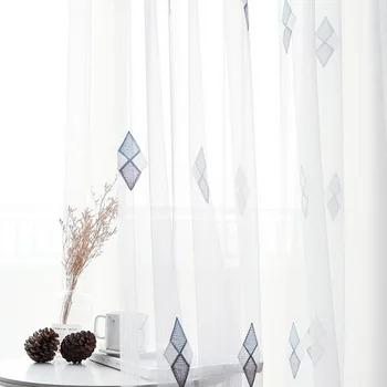 

Geometric Pattern Curtain for Living room Bedroom Pastoral Rural Delicate Window Screens M110C