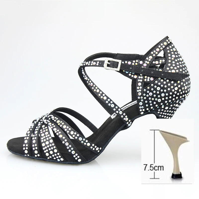 Black 7.5 cm Na tasha/национальный стандарт; обувь для латинских танцев; Лидер продаж; обувь для танцев на высоком каблуке; стиль для взрослых - Цвет: Black 7.5 cm