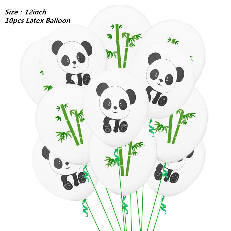balloon 10pcs 10 шт. мультфильм панда Печатный латексный баллон Золотой Зеленый Конфетти Воздушные шары Дети День Рождения украшения панда тема вечерние поставки - Цвет: balloon 10pcs