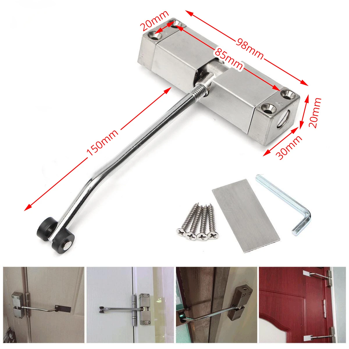 Upgrade Adjustable Speed Automatic Door Closer Stainless Steel Door Closing Device Furniture Hardware Fittings