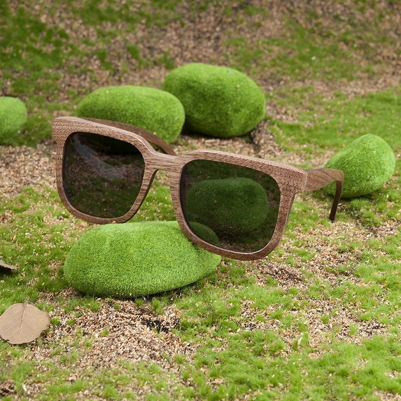 BOBO BIRD, деревянные солнцезащитные очки, мужские, BambooBlack, орех, поляризационные, с УФ защитой, на заказ, с гравировкой, солнцезащитные очки, в деревянной подарочной коробке