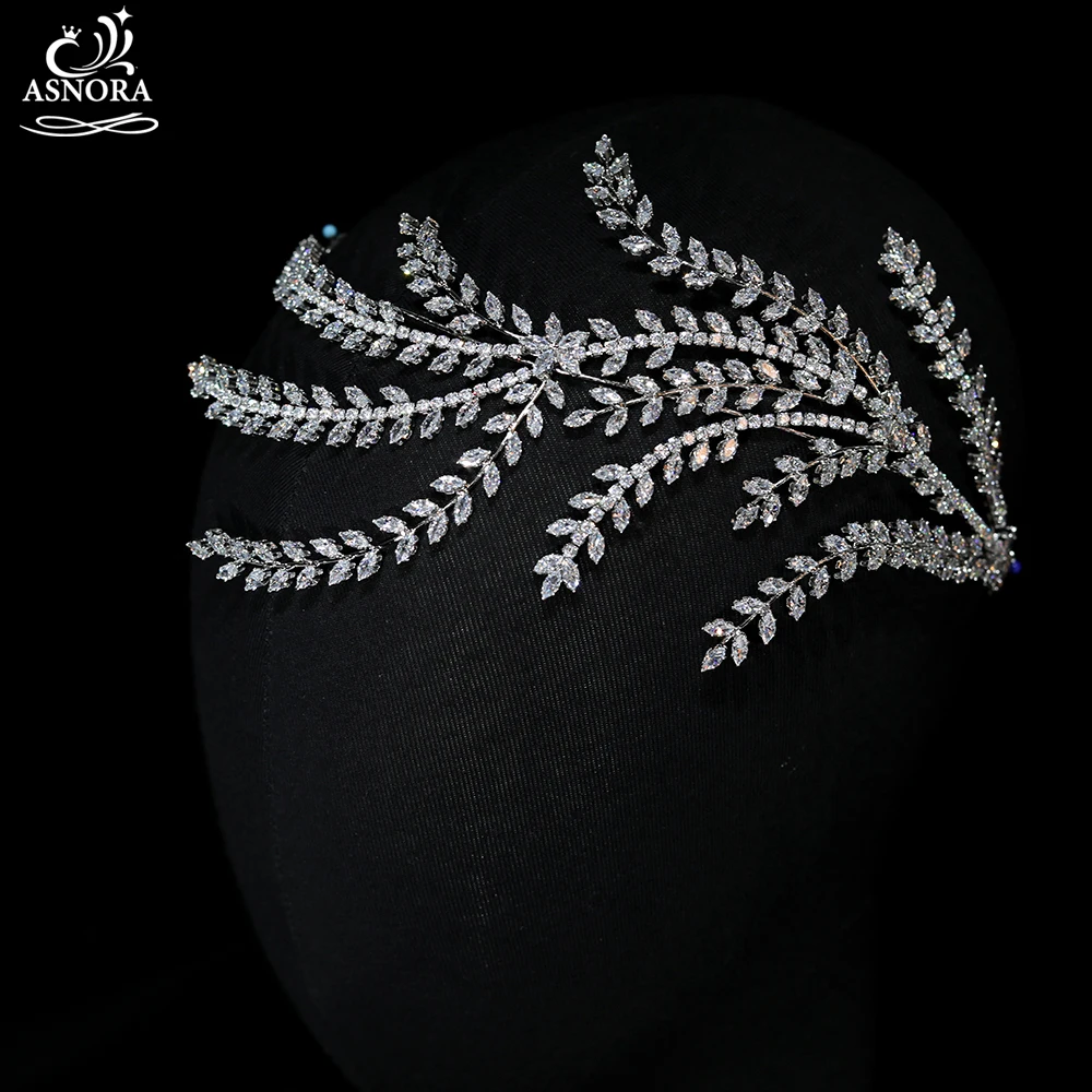 ASNORA Fashion Cubic Zirconia Bridal Headdress Wedding Hair Accessories Dinner Party Side Soft Hair Band Accessories A01031