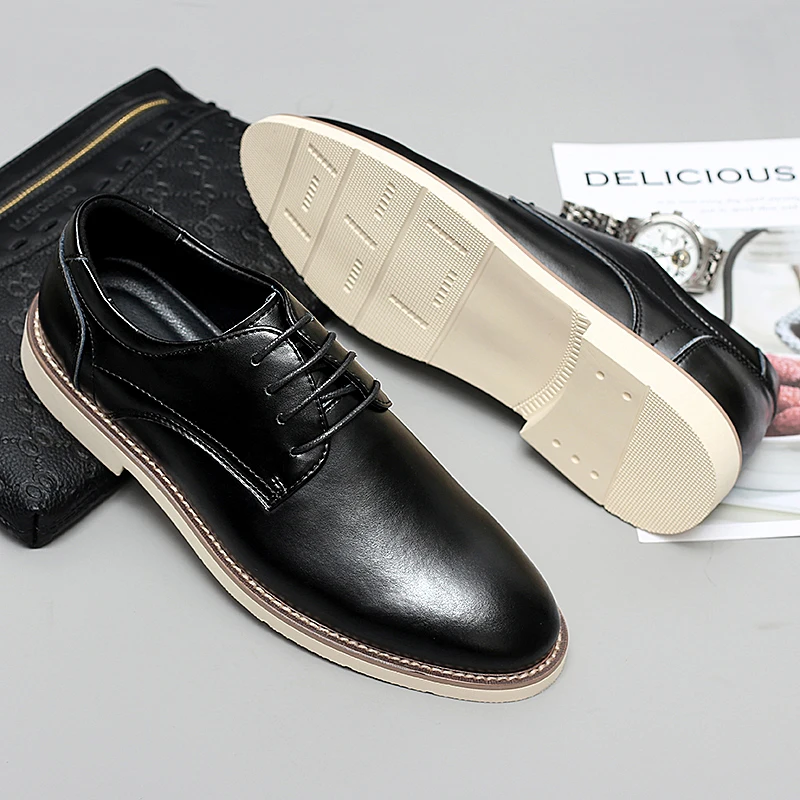 

New PU leather business shoes Autumn Winter Fashion Men Shoes Casual Shoes Men Flats Shoes Men Lacing Cotton Padded Flats *9806