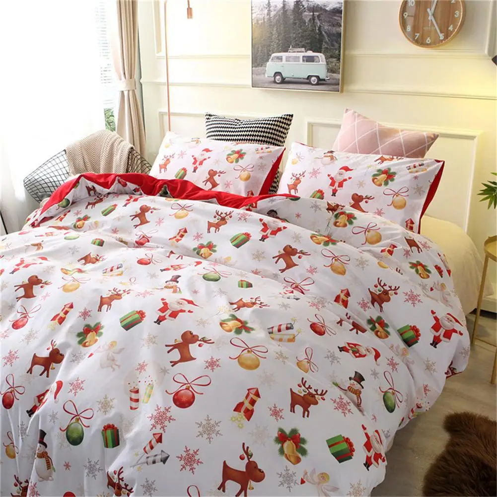 

3PCS Duvet Covers Bedspread Santa Claus Pattern Double Quilts Duvets Adults Thin Air-conditioned Comforter Cover Bedding Cover