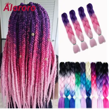 

Alororo Women's Pink Purple Ombre Jumbo Braiding Hair Heat Resistant Natural Fake Hair Synthetic Hair Extensions For Braids