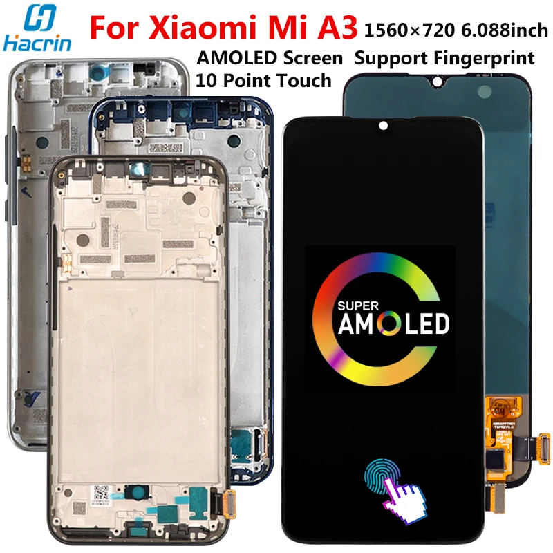 ЖК-дисплей Amoled для Xiaomi Mi A3 сенсорный экран с дигитайзером в сборе сменный ЖК-экран