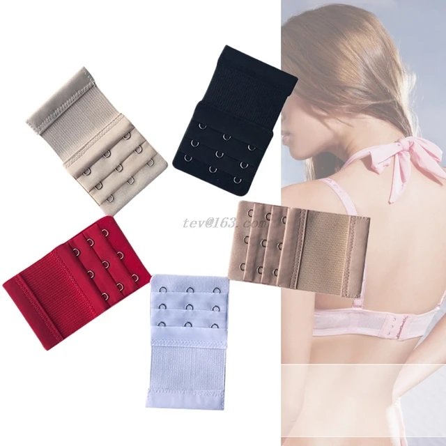 Womens 3 Hooks 3 Rows Bra Extender Soft Strap Extension Belt Lengthened  Buckle