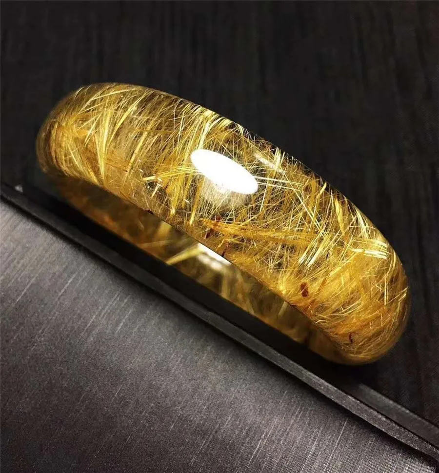 

Natural Gold Rutilated Quartz Crystal Woman Bangle Innder Diamater 57mm AAAAA
